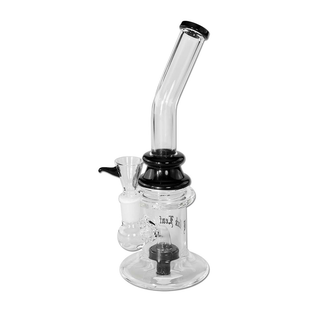 Bong din sticla 'BLACK LEAF' Bubbler Drum Black | 23cm.