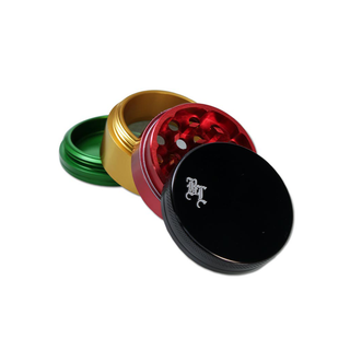 Grinder 'BLACK LEAF' Rasta | 4-Parti - 49mm.