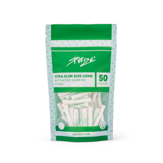 Filtre ‘PURIZE’ cu carbune activ ‘EXTRA LONG SLIM’ Albe | 6mm. – x50