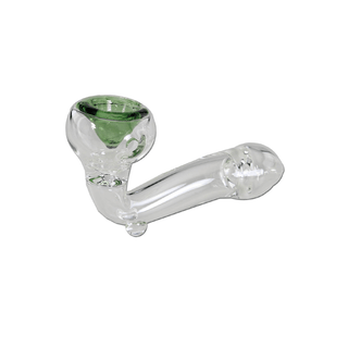 Pipa din sticla 'CURVED' Verde | 11cm.