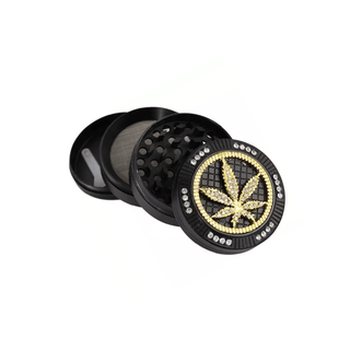 Grinder 'BLING BLING' Leaf Black | 4-Parti - 50mm.